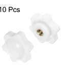 Image showing 10 Pack M4 Star Knobs With 25mm White Head Non-Through Hole Brass Insert Screw-In Hand Knobs For Clamping.