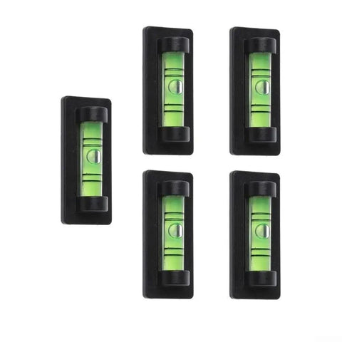 Small for spirit Level with Magnetic Bottom for Cross Stitch Frame in a pack of five, featuring liquid level indicators with black casing.