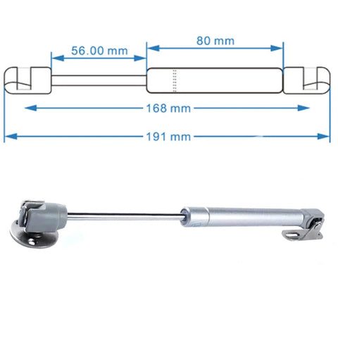 Gas Spring Lift Support For Cabinet Doors 20N 4.4 Lb, Stainless Steel And Nylon Construction With Silver Finish, 6 Inch Length