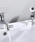 Handheld Shower Sprayer For Sink With Shampoo Attachment, Faucet Extension Tubes, Chrome Finish, Adjustable Spray Modes, Copper Valve Adapter