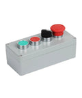 Beefed-Up Explosion-Proof Metal Push Button Control Box For Emergency Start And Reset with waterproof junction box and buttons.