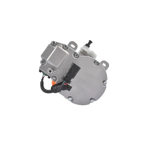 Direct Swap Electric Ev Ac Compressor Fits 2017 To 2020 Tesla Model 3, silver unit with connectors and mounts for easy installation.