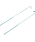 Universal Chrome Battery Hold Down Kit with J Hooks for Cars Trucks and SUVs, angled view showing metal construction.
