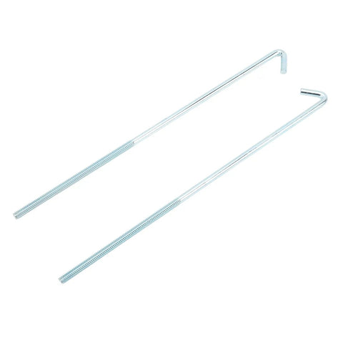 Universal Chrome Battery Hold Down Kit with J Hooks for Cars Trucks and SUVs, angled view showing metal construction.