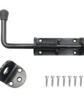 Black 2 Packs 8.5 Inch Heavy Duty Spring Loaded Latch Pin With Sliding Barrel Bolt Door Lock set with mounting screws