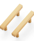 5 Pack Brass Champagne Gold Square Cabinet Pulls For Kitchen Cabinets And Drawers, 4 Inch Overall Length