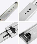 Close-up of Heavy Duty Full Extension Drawer Slides 400mm 1 Pair Side Mount Ball Bearing Rails, galvanized steel detail