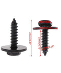 Pro Grade 10 Piece Badass Heavy Duty Self Tapping Screws Featuring Captive Loose Washers And Snappy 8Mm Hex Head Bolts For Wood And Steel At 4.8X19 Mm Lengths Coated In Sleek Matte Black, showing size and detail.
