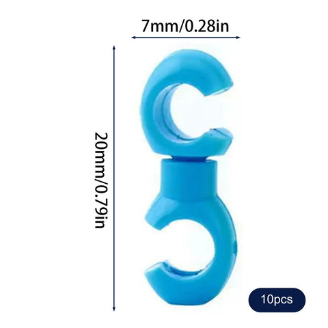 Blue multipurpose alloy bicycle brake line clamps and cable clips for road bikes, 20mm height, 7mm width, 10 pieces shown.