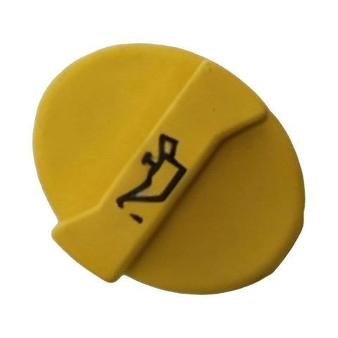 Workhorse Grade Engine Oil Filler Cap 29557GT 29557 Bulletproof in bright yellow for Deutz Diesel Engines and Genie Boom Lifts.