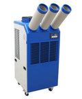 Heavy Duty Industrial Portable Spot Cooler Kickin Cold Turbo Double Fan Air Conditioner With Adjustable Nozzle in blue