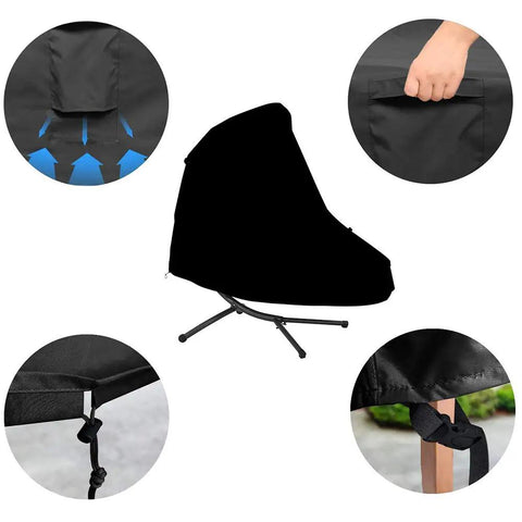 73 Inch Patio Hanging Chaise Lounge Cover With Zipper Waterproof Shield For Hammock Lounger Swing Chair And Stand 420D PVC Coated