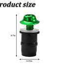 Hella Durable 10 Pack M5 Motorcycle Windshield Bolt Kit Rust Resistant Aluminum Alloy Screws And Nuts Universal Motorbike Windscreen Mounting Fastener Hardware Green, showing a green screw with dimensions.