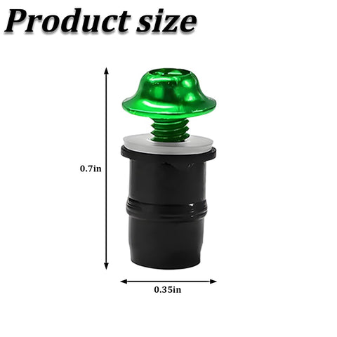 Hella Durable 10 Pack M5 Motorcycle Windshield Bolt Kit Rust Resistant Aluminum Alloy Screws And Nuts Universal Motorbike Windscreen Mounting Fastener Hardware Green, showing a green screw with dimensions.