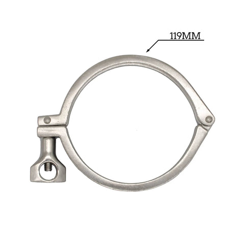 4-inch stainless steel single-pin tri-clamp with wing nut, front view