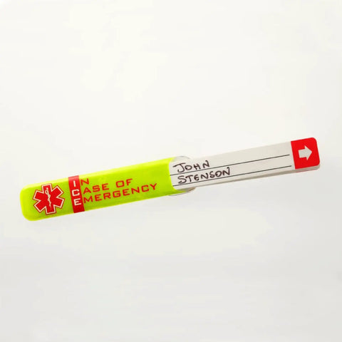 Emergency Worker Hard Hat Reflective ID Sticker Set 0.5 X 2.75 Inches Fluorescent Lime Yellow And Red 30 Mil Non Conductive Vinyl