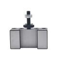 Front view of 250-001 OXA #1 quick-change metal lathe tool post holder with top mounting bolt