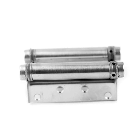 2 Pcs 3 To 5 Inch Double Action Spring Door Hinges Stainless Steel Rebound Hinges displayed close-up in silver finish