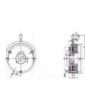Electromagnetic motor brake assembly DHM3-30 DC99V, front and side technical drawings