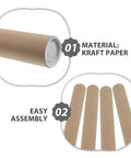 10 Pack Kraft Paperboard Poster Tubes With Plastic Caps, 50mm Inner Diameter And 40cm Length, showing material and easy assembly