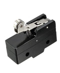 Two Pack Hinge Roller Lever Micro Action Switches With 1NO And 1NC, 15A Rating At 125 250 Or 380V AC DC, IP40 Protection, black casing
