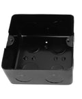 Effortless Recessed Floor Electrical Outlet Kit With Snappy Two Prong Pop Up Cover And Heavy Duty Push Plate Designed For Worry Free Room Setups And Crisp Modern Decor Silver. Black metal outlet box for recessed installation.