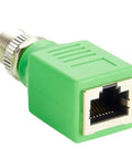 M12 X Coded 8 Pin To RJ45 Adapter For Cat6 Industrial Ethernet Shielded Bulkhead Jack IP67 Waterproof Connector front view