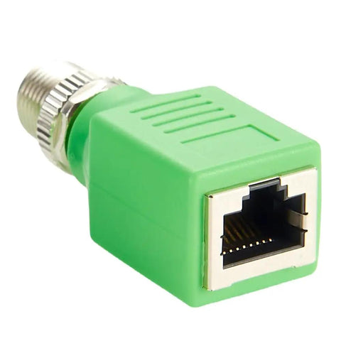 M12 X Coded 8 Pin To RJ45 Adapter For Cat6 Industrial Ethernet Shielded Bulkhead Jack IP67 Waterproof Connector front view