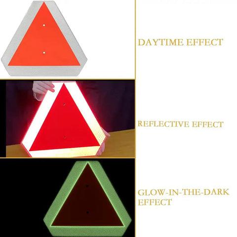Glow In The Dark Slow Moving Vehicle Sign For Golf Carts And UTVs Aluminum 16x14 Inch Safety Triangle Sign DOT Compliant SMV Sign