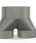 6 Inch To 6 Inch 2 Way Duct Splitter Connection For Woodworking Dust Collection showing dual 6 inch outlets, US-made, front view