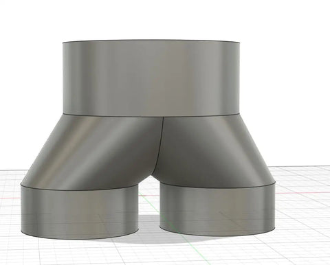 6 Inch To 6 Inch 2 Way Duct Splitter Connection For Woodworking Dust Collection showing dual 6 inch outlets, US-made, front view