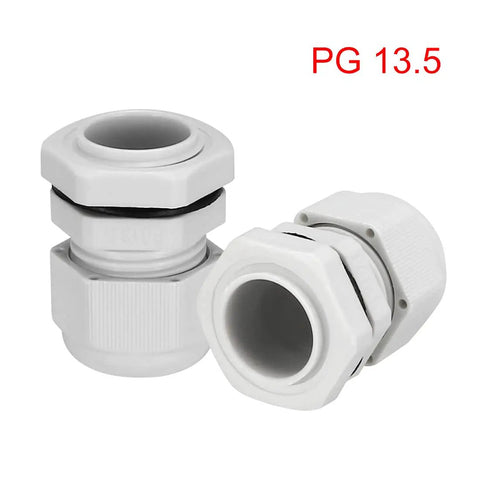 PG13.5 Cable Gland 10 Pack Waterproof Plastic Locknut White For 6mm To 11mm Cable Diameter Dustproof Weatherproof Wire Entry Fittings