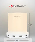 Touch Activated Nightstand Lamp With 4 USB Ports For Fast Charging, 3 Way Dimmable And Compact For Small Spaces, Acts As Night Light And Charging Station In Bedroom.
