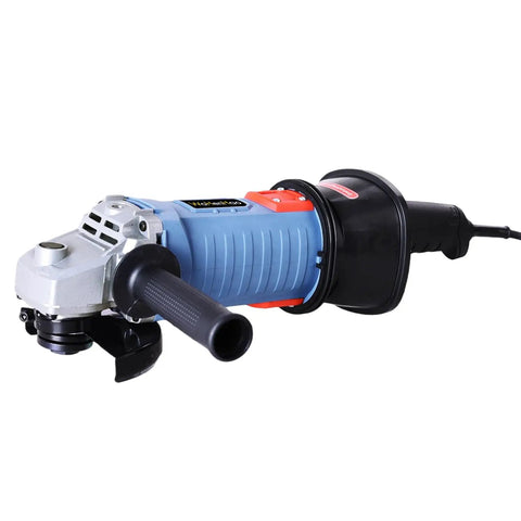 Side view of Beast 5 Inch Concrete Grinder With Dust Extraction Shroud 1500W Diamond Cup Wheel for aggressive concrete prep and floor adhesive removal
