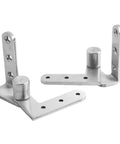 Stainless steel pivot hinge for heavy wooden doors, concealed design, durable and high load capacity, silver and black finish.