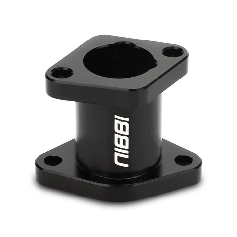 Black aluminum CNC intake manifold for mini bike engines, focus keyword: Intake Manifold Upgrade For Ct200u Bt200x GX160 GX200 196cc Predator 212cc Mini Bike Go Kart Engines High Flow Aluminum Performance Parts For Smoother Throttle Response And More Power On The Track.
