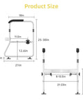 Size dimensions of the Ultimate Toilet Safety Rail With Padded Arms, Adjustable Height Bathroom Frame, Fits Most Toilets.