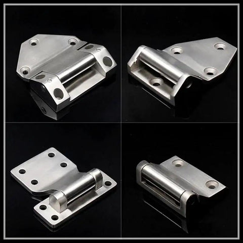 Rock Solid 304 Stainless Steel Weldable Barrel Door Hinge, various angles of heavy duty pivot for marine applications.