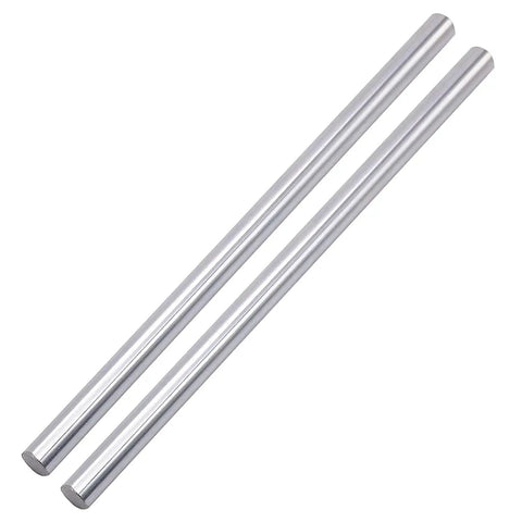 Two Pack 8mm By 500mm Linear Motion Rod Guide Set With Four SCS8UU Ball Bearings And Four SK8 Aluminum Rail Supports For CNC Rigs And DIY Craft Projects Smooth Precision Sliding Hardware showing two metal rods