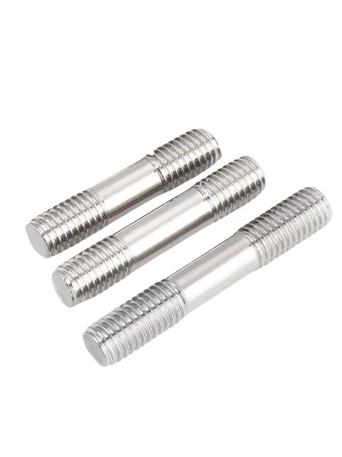 Three-piece set of double-ended stainless steel threaded studs, M8x30