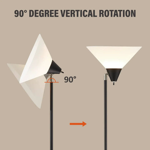 Free Standing Floor Lamp With Adjustable Head And Frosted White Acrylic Cone Shade For Living Room Office And Bedroom, Modern Vibe