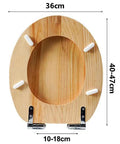 Solid Heavy Duty Elongated Toilet Seat With No Sweat Soft Close Lid And Quick Release Stainless Steel Hinges In Rich Black Walnut Wood, top view dimensions 36cm x 40-47cm.