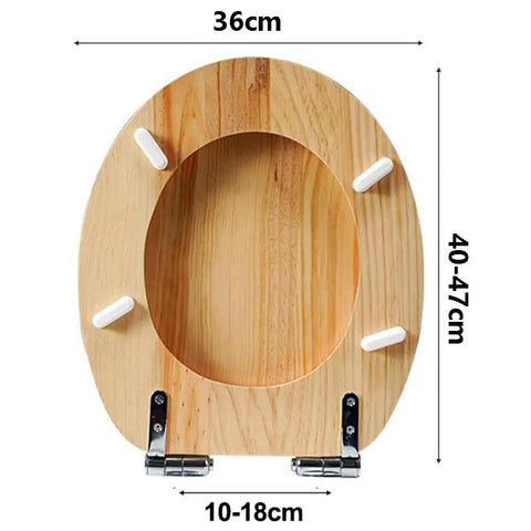 Super Tough Elongated Toilet Seat With Smooth Close Lid, Rustic Black Walnut Stain, Scratch Resistant Gloss, Quick Release Hinges, Easy Wipe Down Bathroom Upgrade dimensions with mounting details