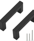 Matte Black Cabinet Handles Square Drawer Pulls 3 Inch Hole Centers Stainless Steel 10 Pack 76mm For Cabinets And Drawers Modern Kitchen Hardware Easy Installation