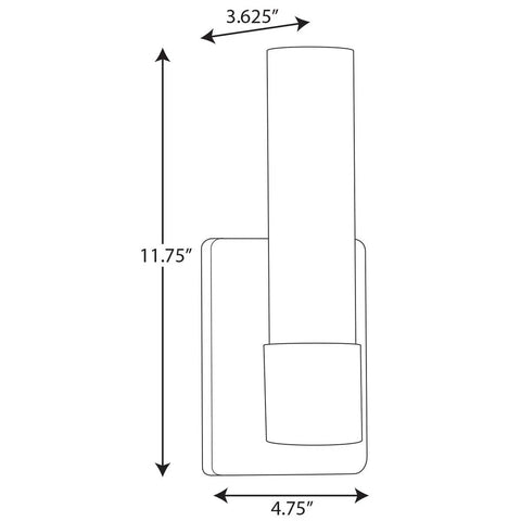 Blanco LED Collection Black One Light LED Wall Bracket dimensions with 11.75" height, 4.75" width, 3.625" depth for modern homes
