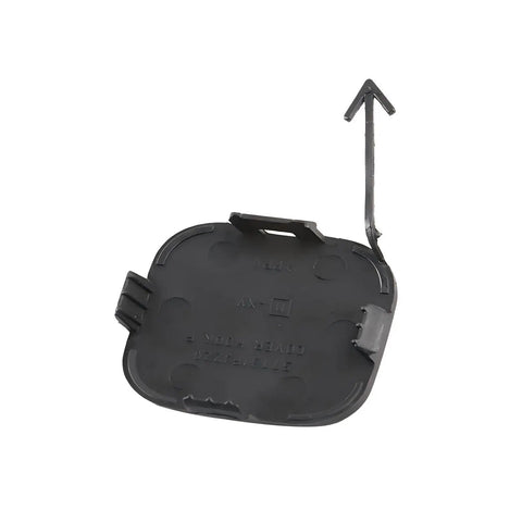 Back view of unpainted Subaru XV Crosstrek front bumper tow hook cover cap replacement 2013 2014 2015 easy install direct fit