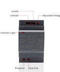 Front view of Ultra Slim 60W DIN Rail Power Supply 100-240V AC In, Pro Grade 5V 12V 24V 48V Outputs, Industrial Control Panel Adapter