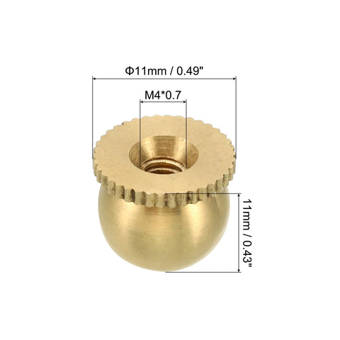 Brass M4x0.7 Finial Lamp Knob Cap measuring 11mm, detailed view showing thread size M4x0.7.
