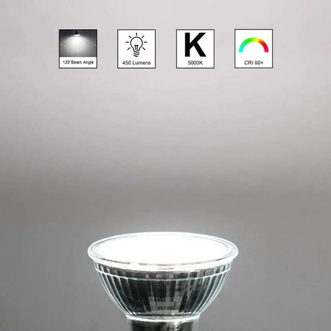 Smooth Dimming Daylight LED Bulbs GU10 Base 5000K 4W 450LM 120 Degree Flood For Track Lighting Halogen Replacement Energy Saving No Flicker