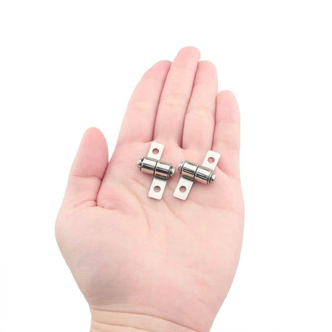 4Pcs Small Shaft Damping Swivel Positioning Hinge Kit For Switchgear Cabinets CL2057 0.3N.m on hand, showing size and manganese steel material